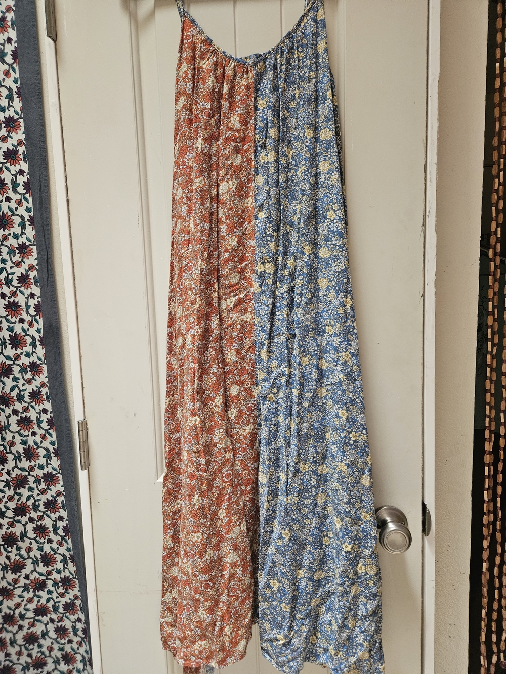 NATURAL LIFE Two-Tone Floral Maxi Dress in Rust and Blue